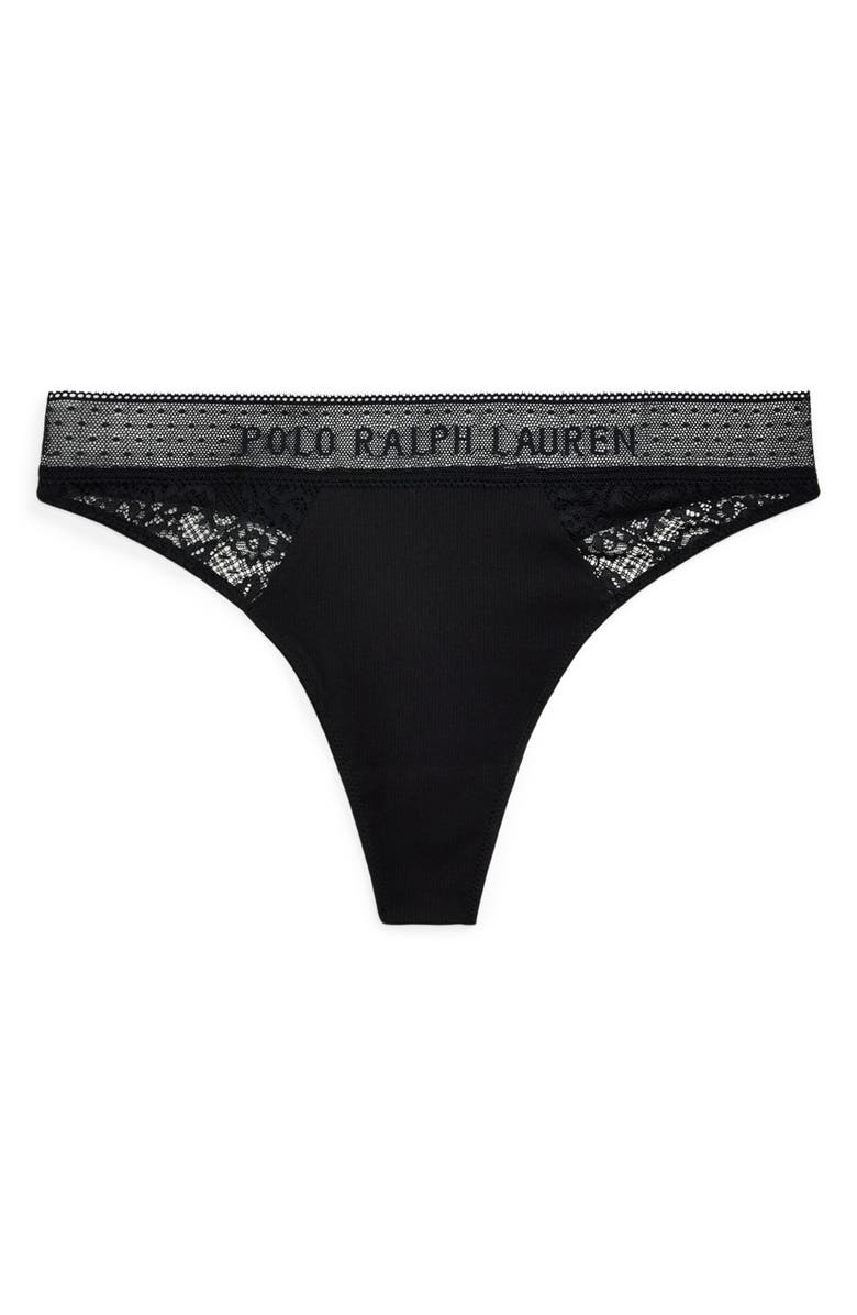 Polo Ralph Lauren Lace & Stretch Cotton Rib Thong, Alternate, color,