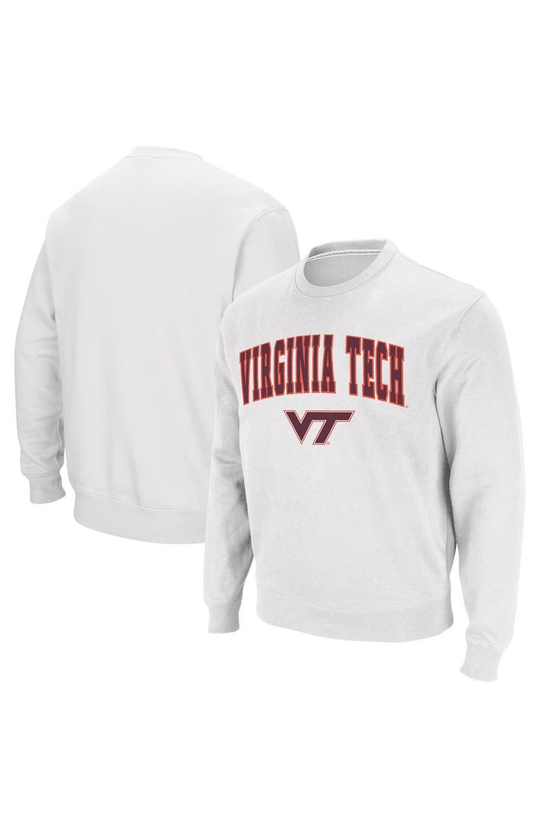 COLOSSEUM Men's Colosseum White Virginia Tech Hokies Arch & Logo Crew Neck Sweatshirt, Main, color, White