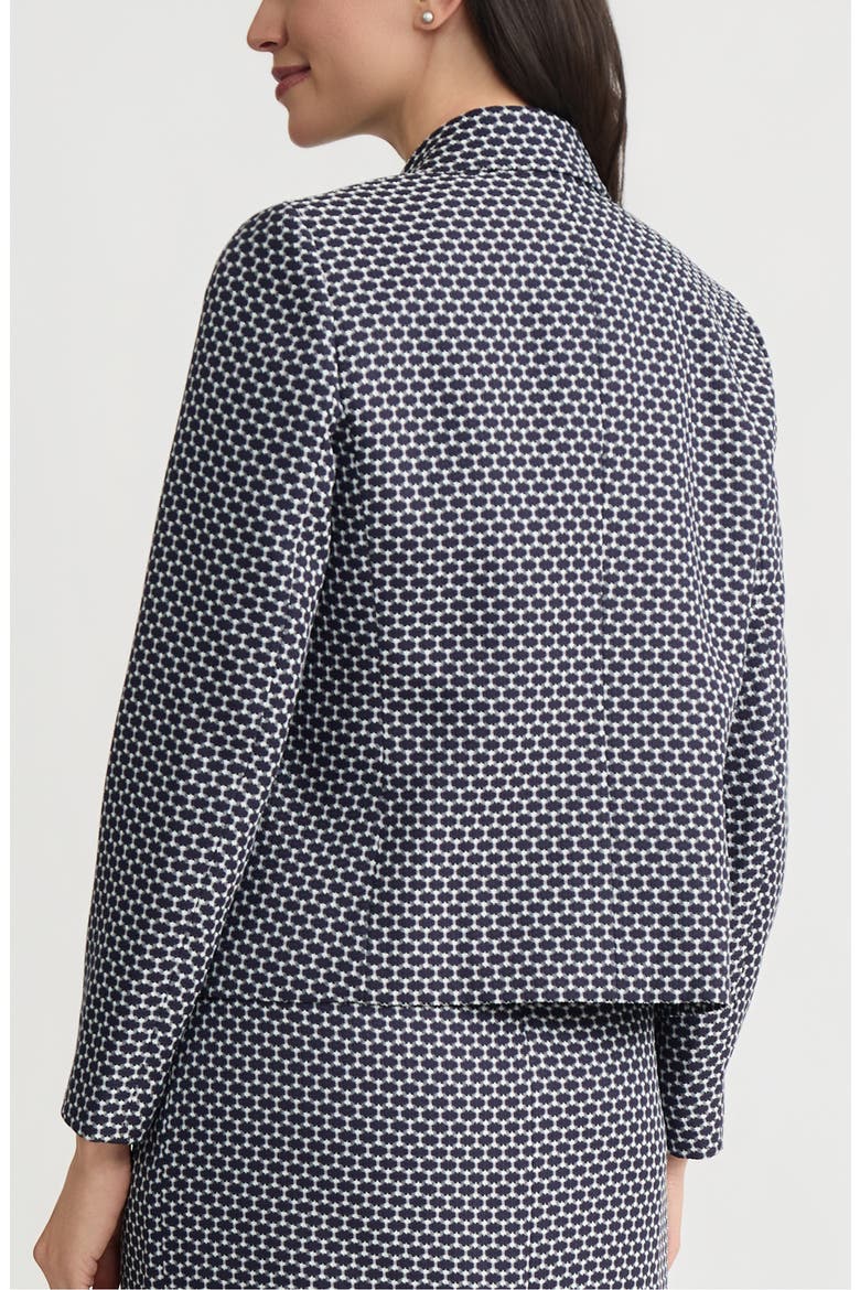 Jacquard Crop Blazer, Alternate, color, NAVY/ LILY WHITE