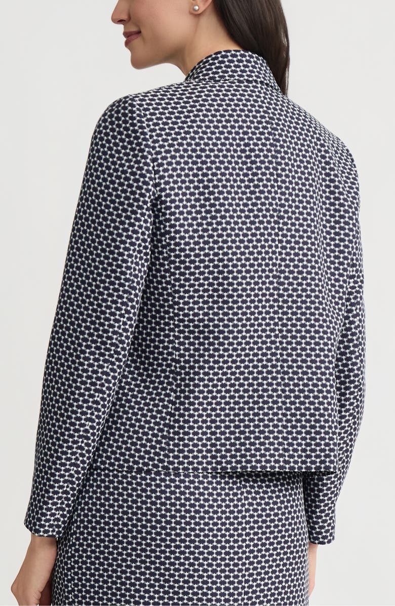 KASPER Jacquard Crop Blazer, Alternate, color, Navy/ Lily White