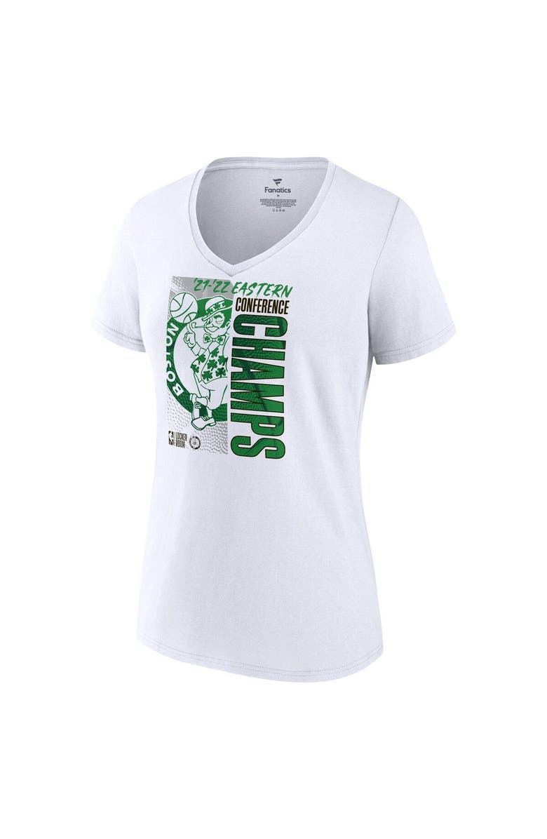 FANATICS Women's Fanatics Branded White Boston Celtics 2022 Eastern Conference Champions Plus Size Locker Room V-Neck T-Shirt, Alternate, color, 