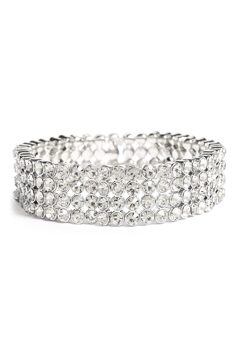 Jeweled Stretch Bracelet, Main, color, SILVER