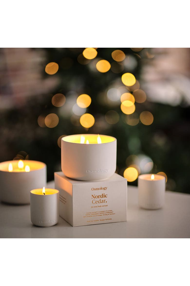 Nordic Cedar Scented Triple Wick Candle, Alternate, color, white