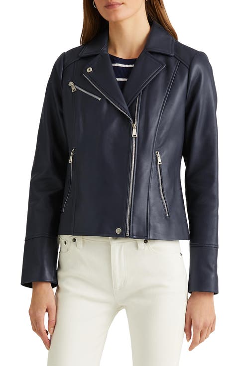 Asymmetric Leather Moto Jacket