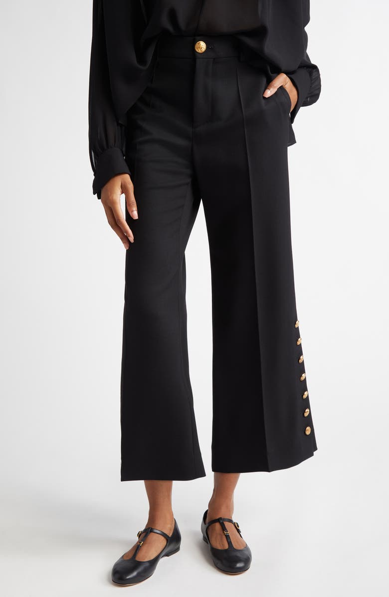 Chloé Ankle Crop Stretch Wool Grain de Poudre Pants, Main, color, 
