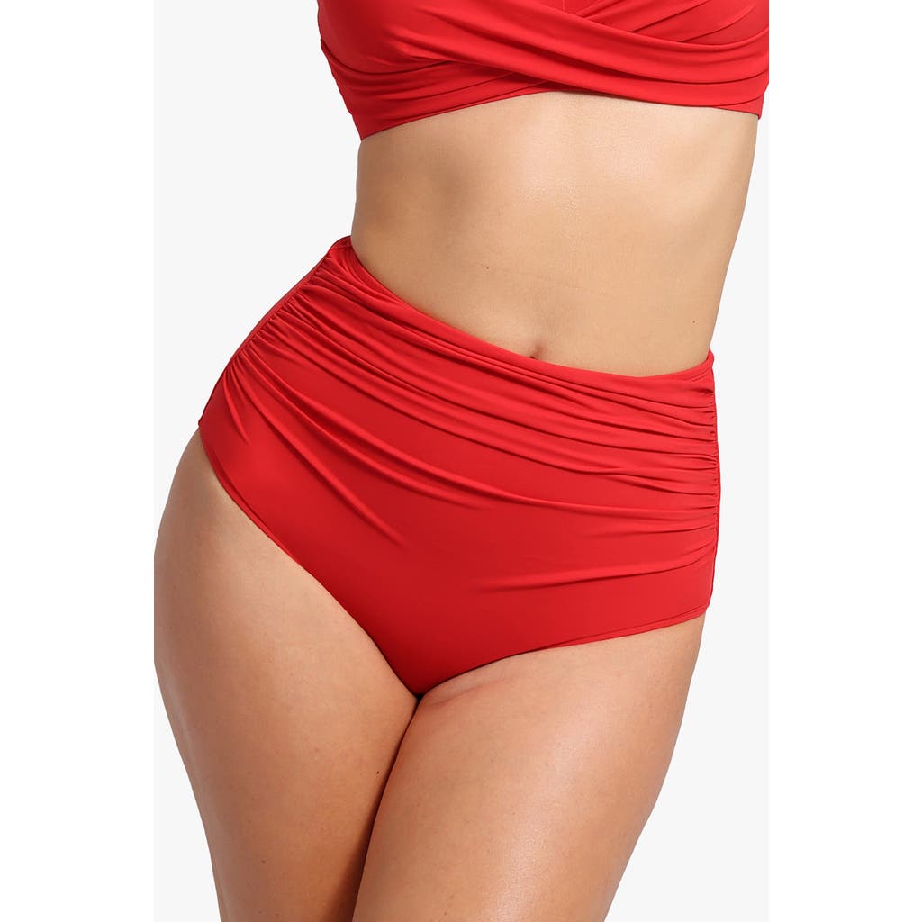 Popilush Shapewear Ruched Sculpting Bikini Bottom In Watermelon