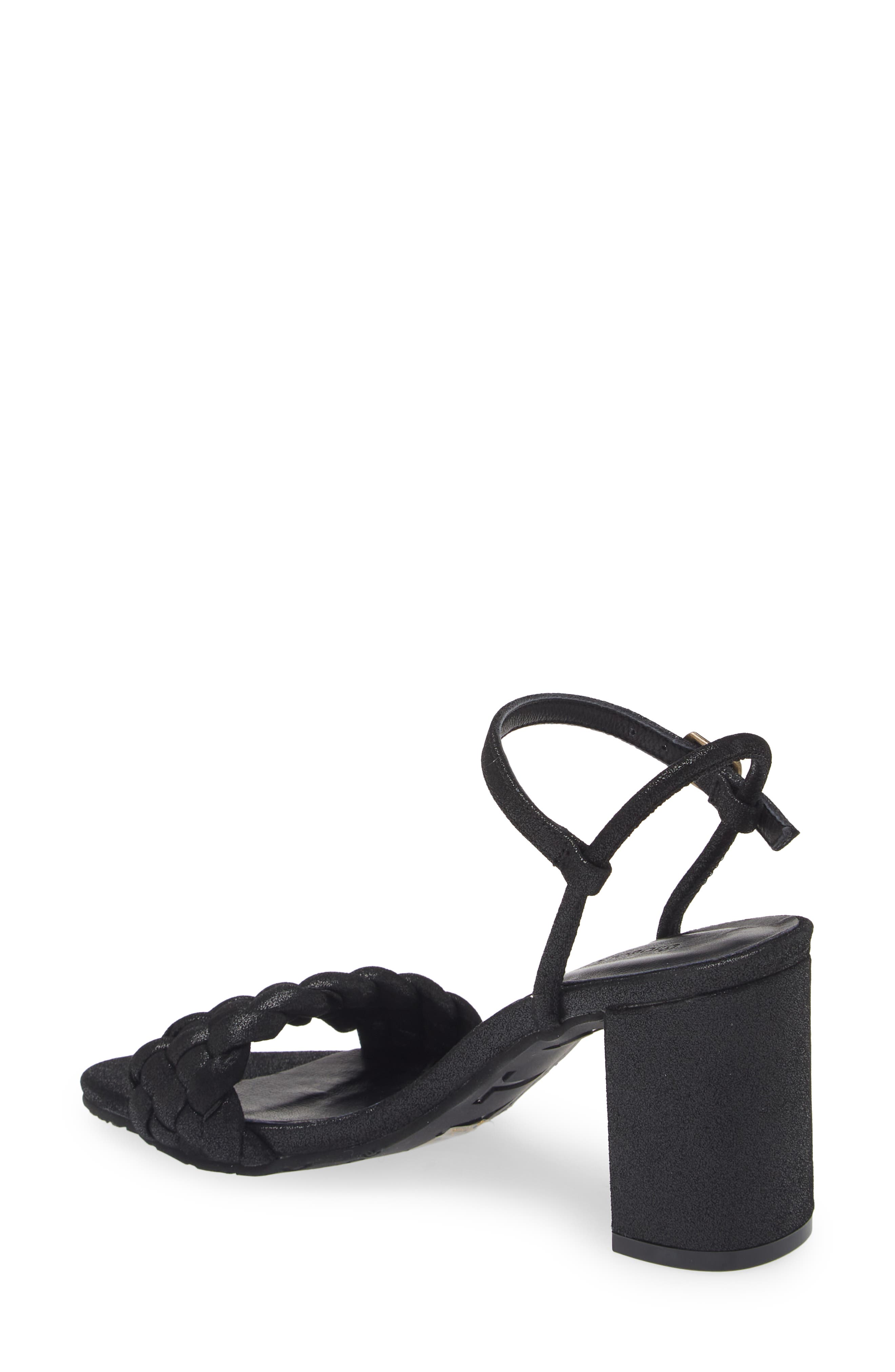 Chaya Braided Block Heel Sandal, Alternate, color, BLACK SHIMMER