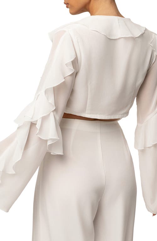 Jluxlabel Juliet Ruffle Crop Top In Neutral