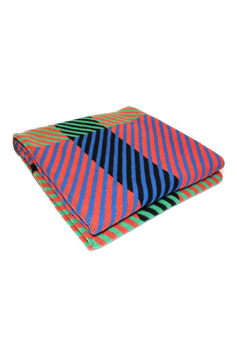 Optical Movement Throw Blanket, Main, color, BLACK RUST GREEN BLUE