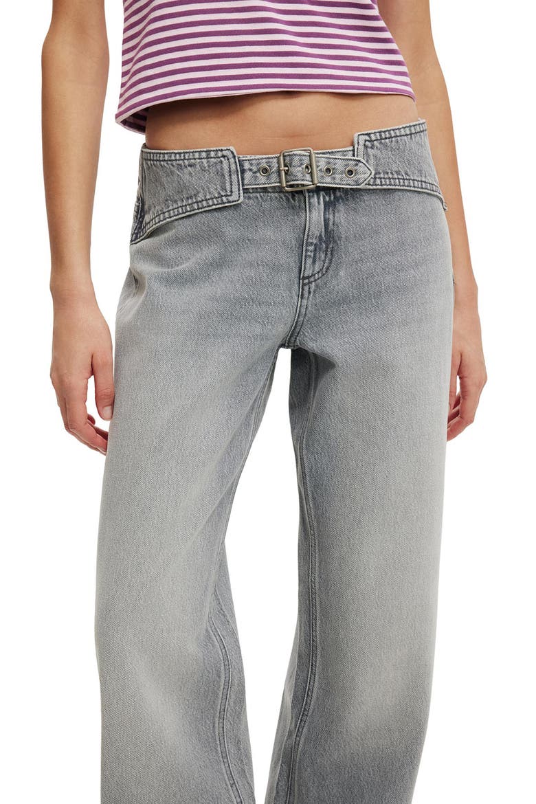 Belted Low Rise Straight Leg Jeans, Alternate, color, ZODIAC GREY BELT
