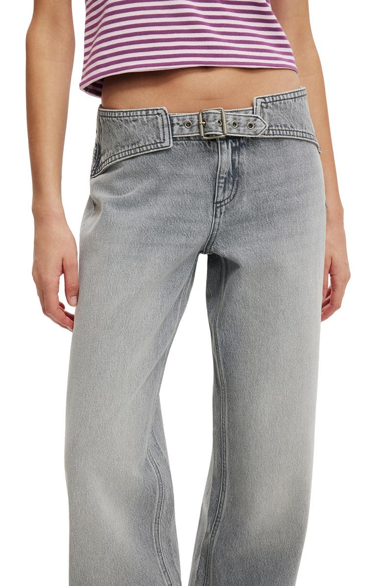 Cotton On Belted Low Rise Straight Leg Jeans, Alternate, color, Zodiac Grey Belt