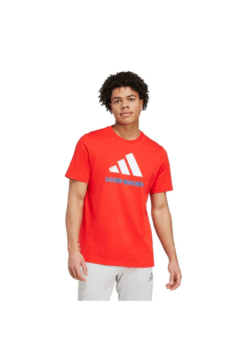 Men's adidas  Red Bayern Munich Three-Stripe Wordmark T-Shirt, Main, color, Red