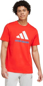 adidas Men's adidas  Red Bayern Munich Three-Stripe Wordmark T-Shirt