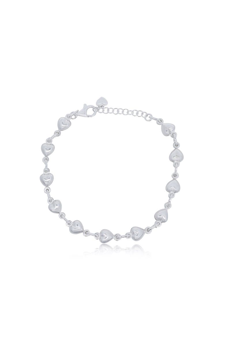 The Lovery Fine Jewelry Puffy Heart Bracelet, Main, color, Sterling Silver