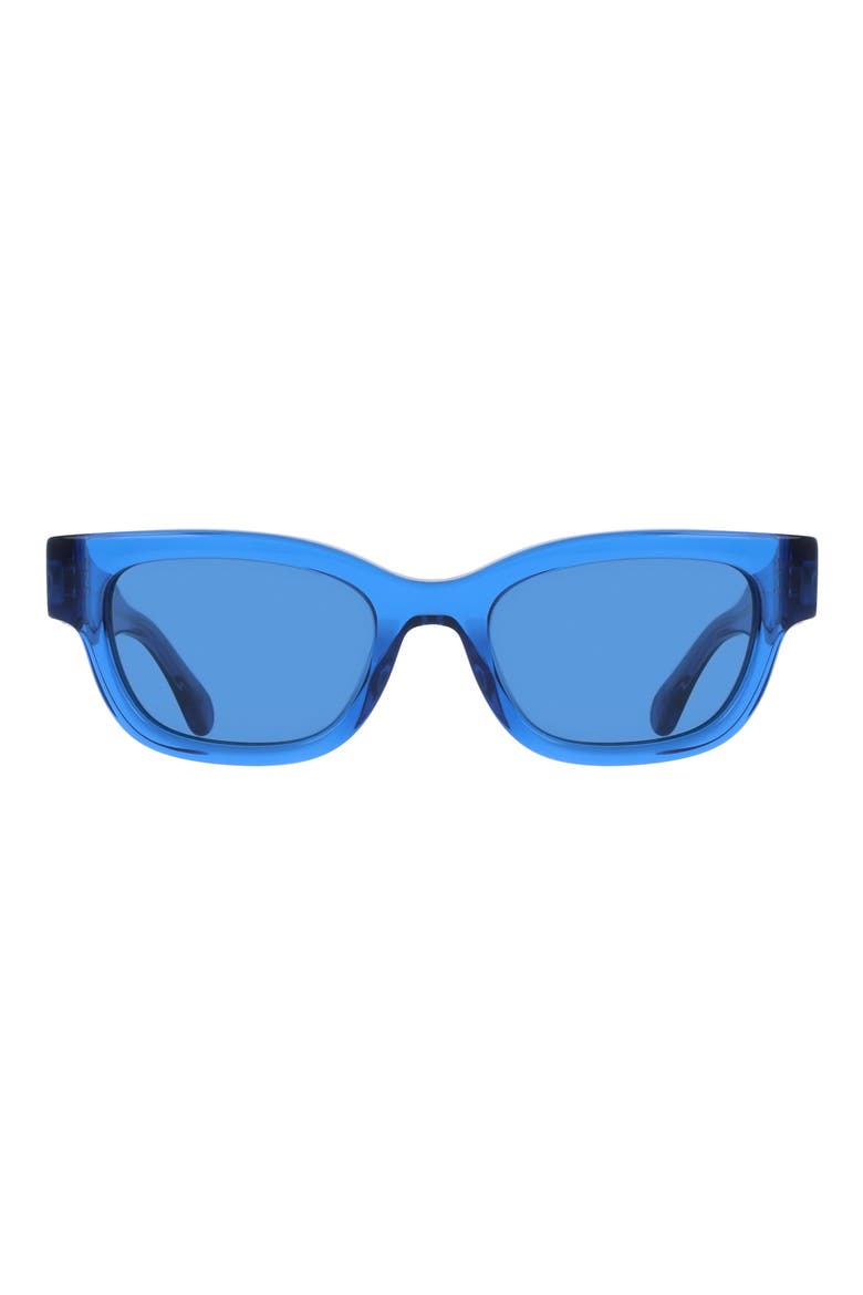 52mm Modified Rectangular Sunglasses, Main, color, TRANSPARENT BLUE