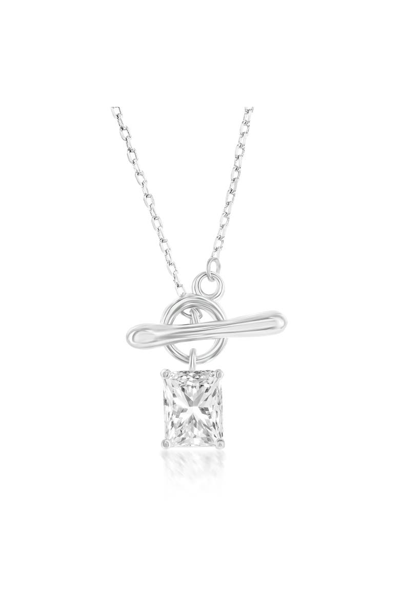 Donatello Gian Crystal Toggle Necklace, Main, color, Silver