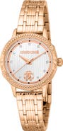 Roberto Cavalli Textured Crystal Quartz Bracelet Watch, 30mm