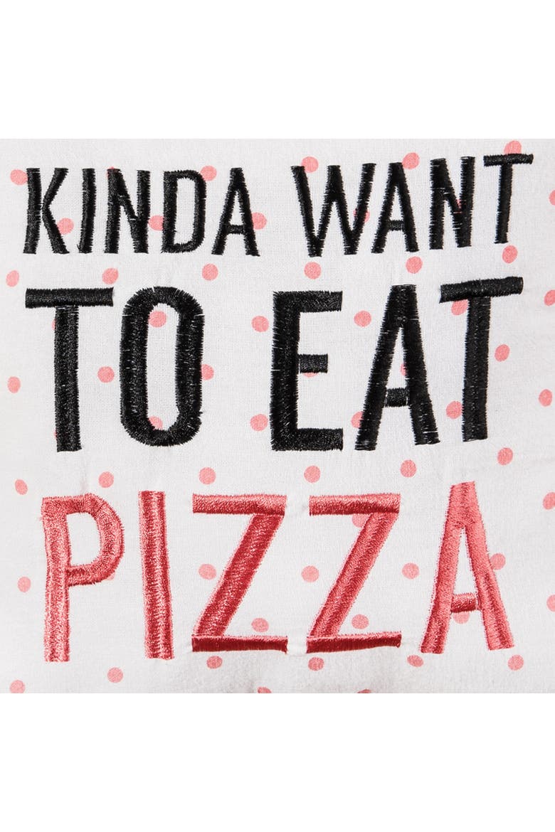 Kinda Want To Eat Pizza Printed and Embroidered Small/Petite Accent Pillow, 10" x 10", Alternate, color, Pink