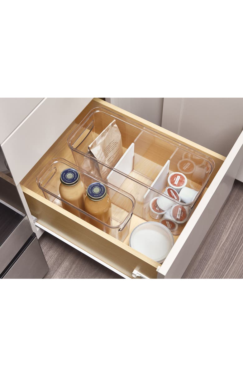 iDesign 3-Section Divided Pantry Organizer Bin - Set of 2 - Clear/White, Alternate, color, Clear