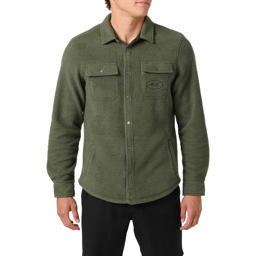 O'neill Glacier Fleece Snap-up Overshirt In Green