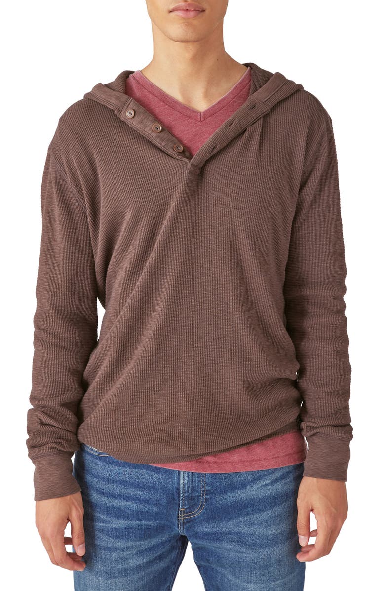 Lucky Brand Garment Dye Thermal Long Sleeve Hoodley, Main, color, 