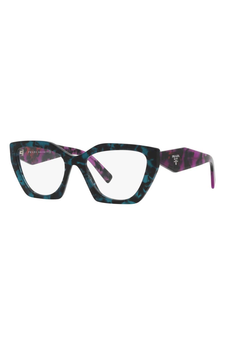 Prada 54mm Cat Eye Optical Glasses, Alternate, color, Teal
