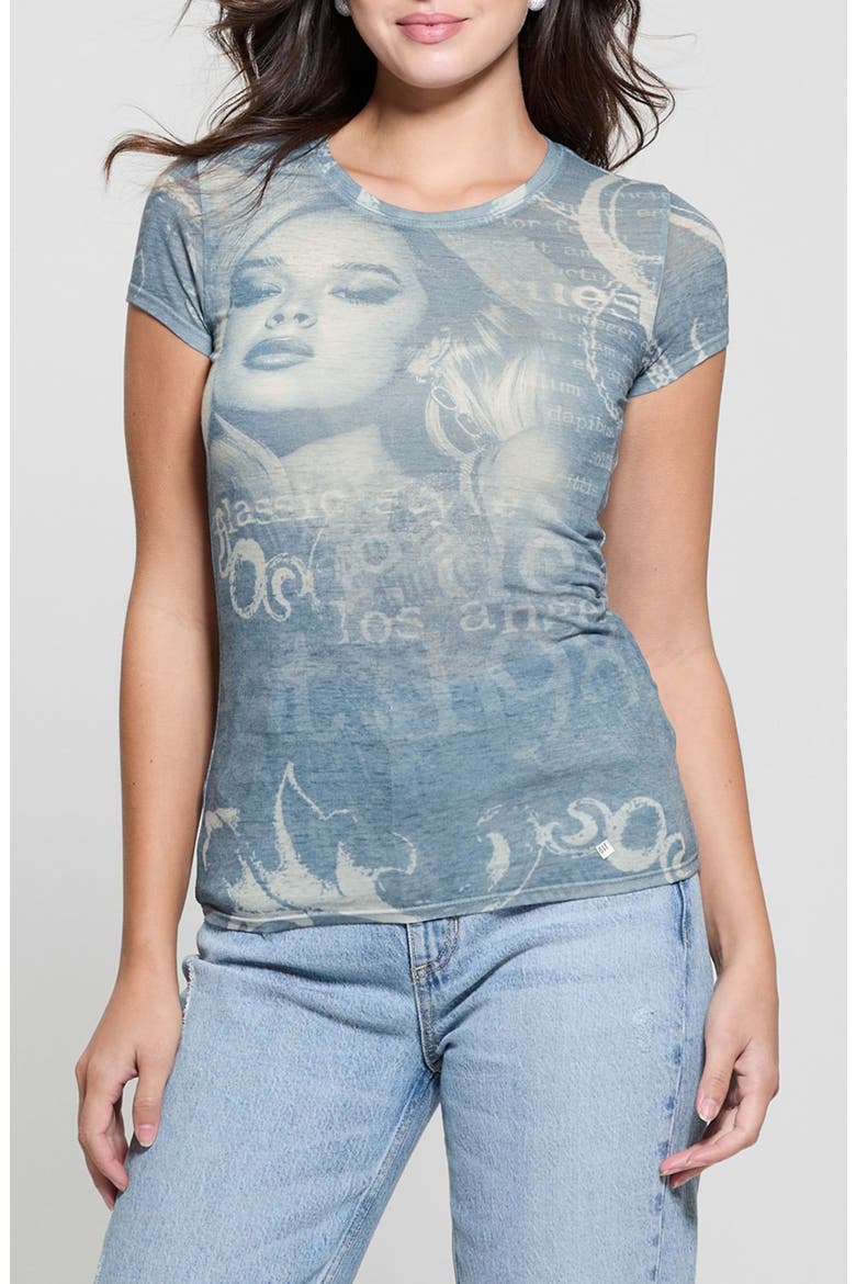 Montage Print T-Shirt, Main, color, BLUE