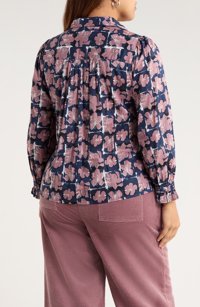 Seasalt Cornwall Ysella Floral Organic Cotton Button-Up Shirt, Alternate, color, Monoprint Floral Maritime