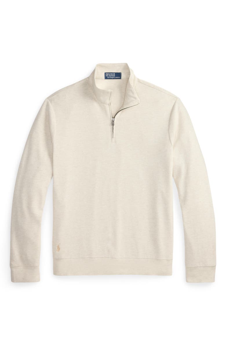 Polo Ralph Lauren Textured Double Knit Quarter Zip Pullover, Alternate, color, Chalk Heather/ Nevis