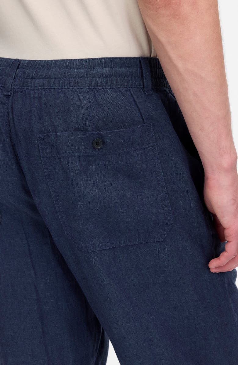 Madewell Elastic Waist Straight Leg Linen Pants, Alternate, color, Dark Indigo