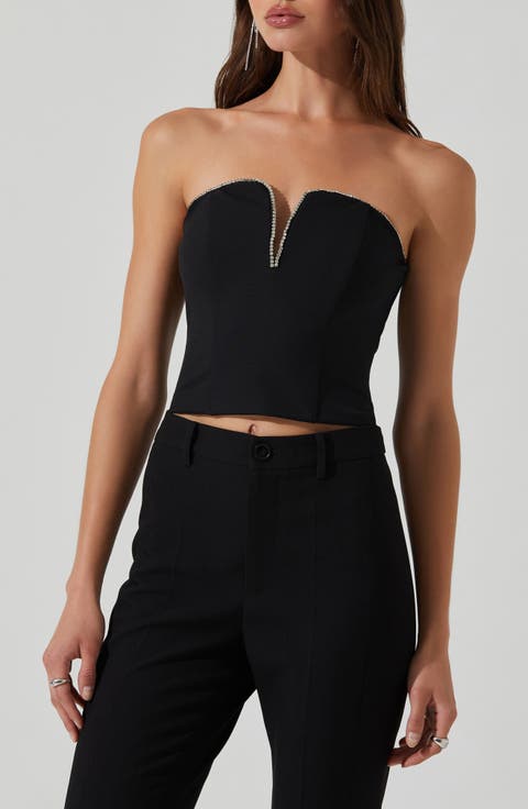 Amell Embellished Trim Strapless Top