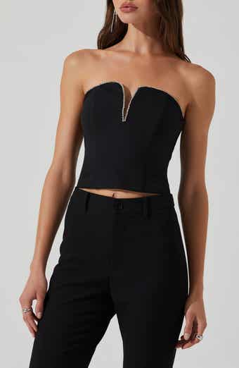 ASTR the Label Amell Embellished Trim Strapless Top