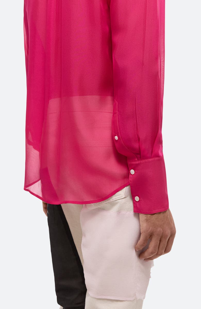Helmut Lang Relaxed Fit Silk Organza Button-Up Shirt, Alternate, color, Fuchsia