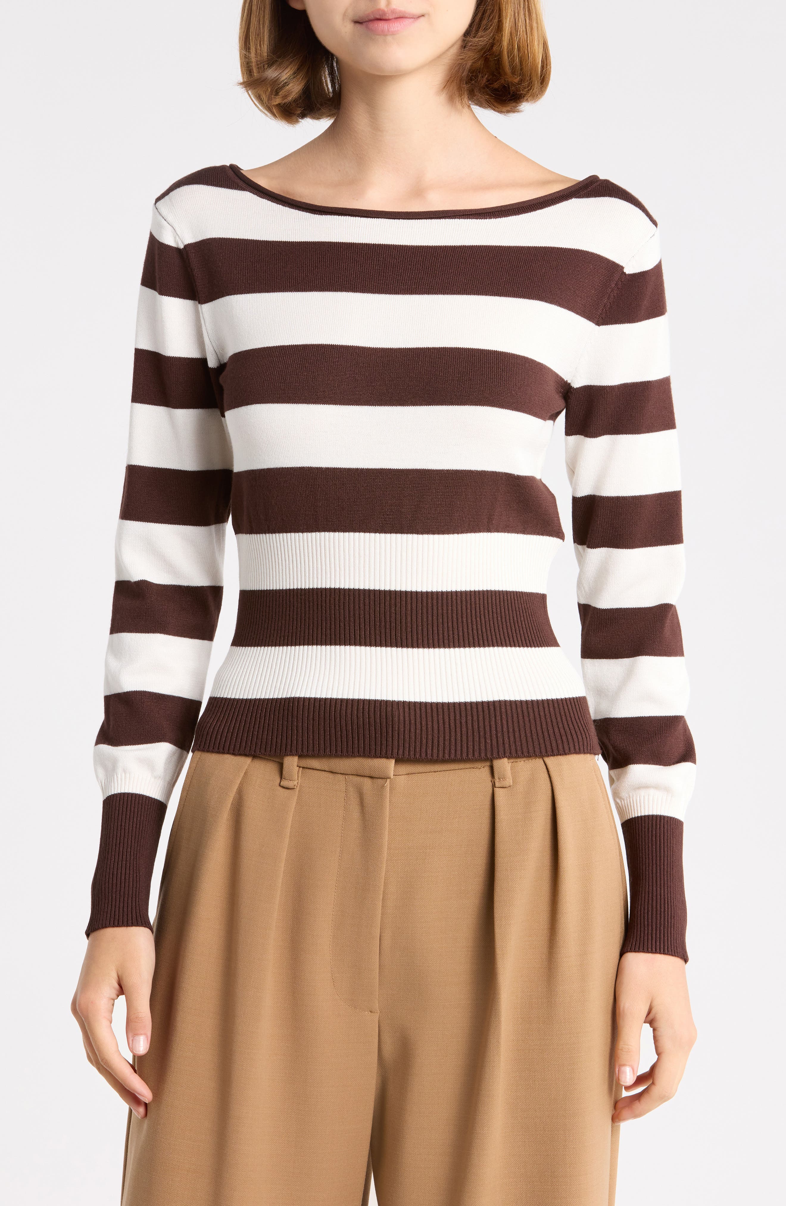 Boat Neck Stripe Sweater