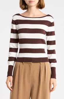 Boat Neck Stripe Sweater
