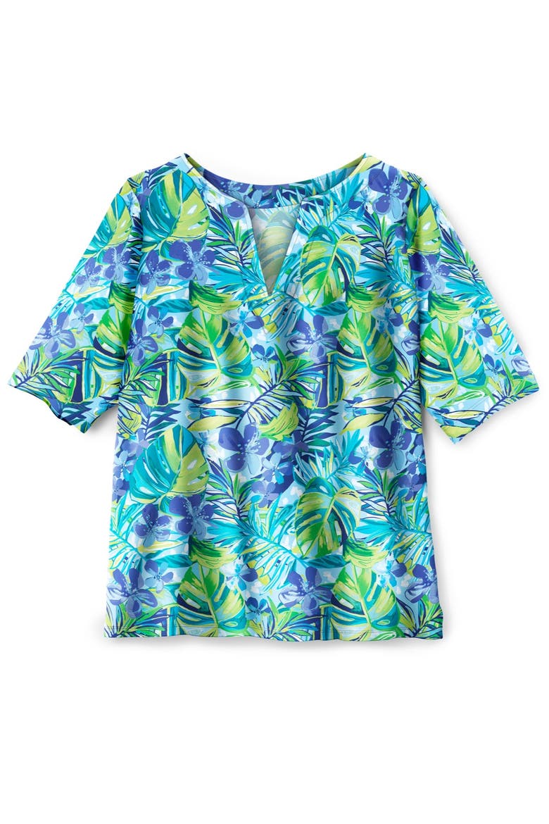 Three Quarter Sleeve Swim Tee, Alternate, color, ROYAL COPACABANA
