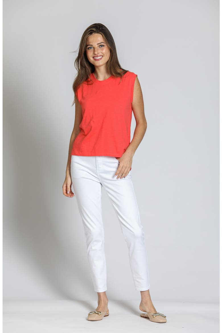 High-Low Hem Muscle Tee, Alternate, color, HOT CORAL