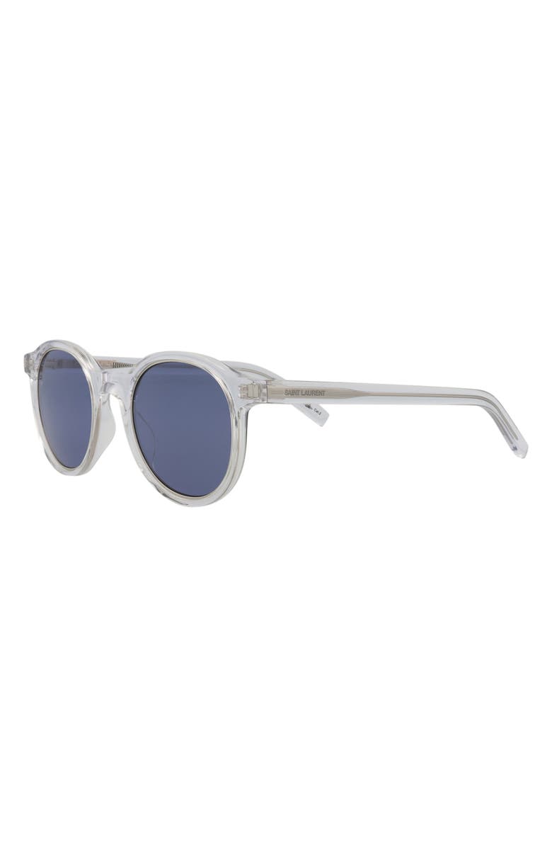 Saint Laurent 47mm Round Sunglasses, Alternate, color, Crystal Crystal Blue