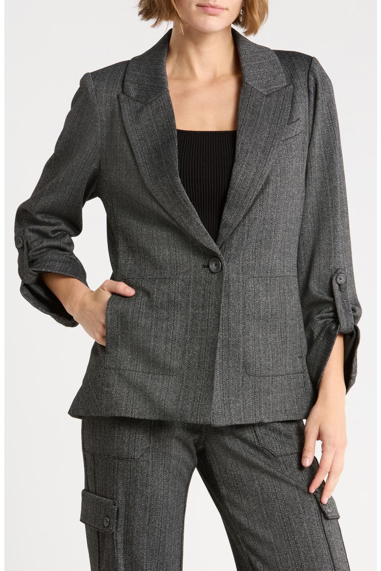 Roll Tab Blazer, Main, color, STEEL GREY/ SILVER