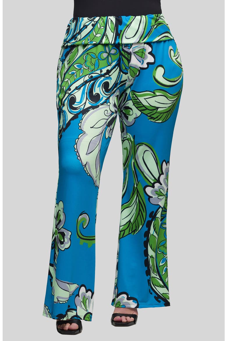 Paisley Print Foldover Waist Pants, Main, color, BLUE MULTI