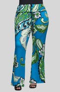 24seven Comfort Apparel Paisley Print Foldover Waist Pants