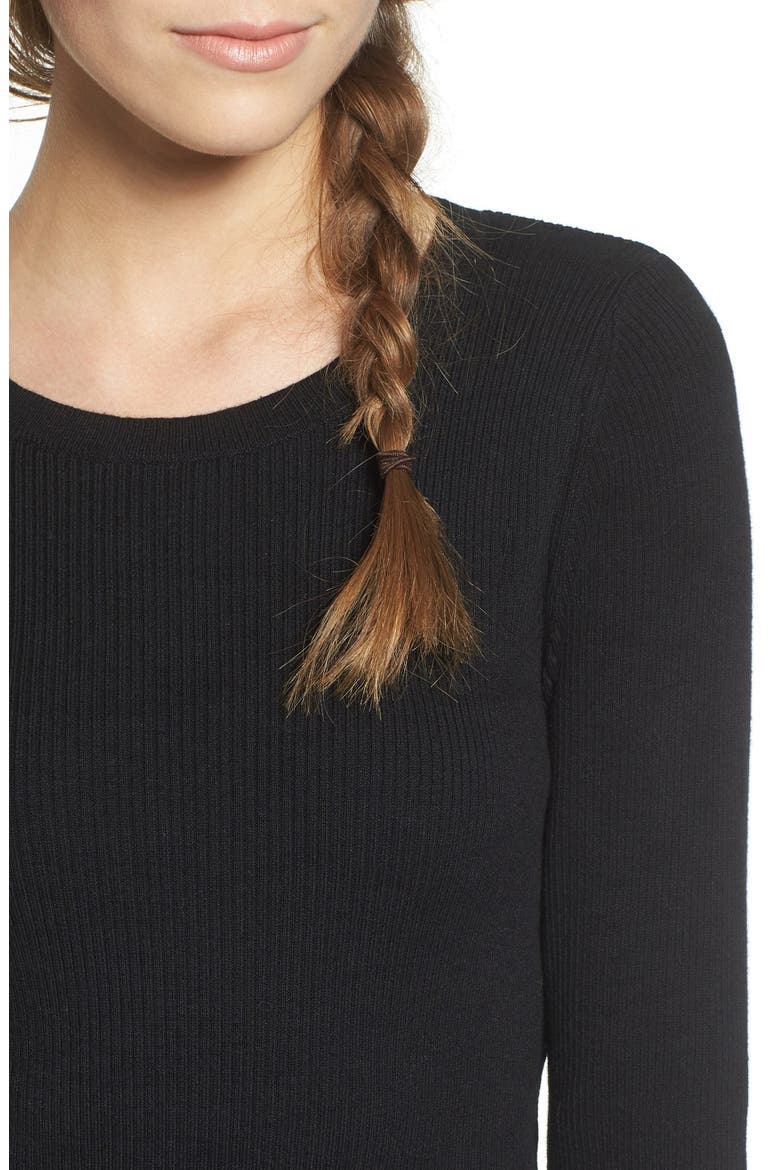 Rib Knit Pullover, Alternate, color, BLACK