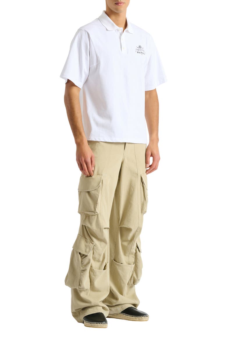 Printed Balmain Vine polo, Main, color, white