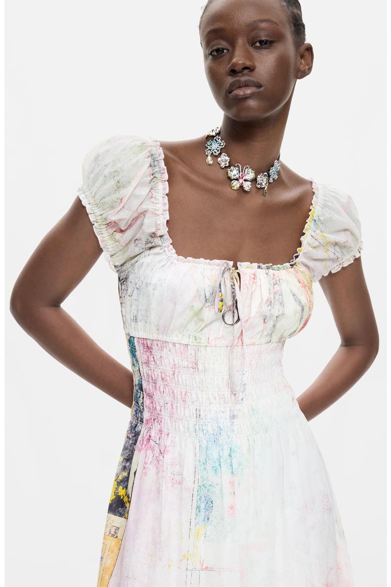 Tiered Cotton Dress, Alternate, color, IVORY MULTI