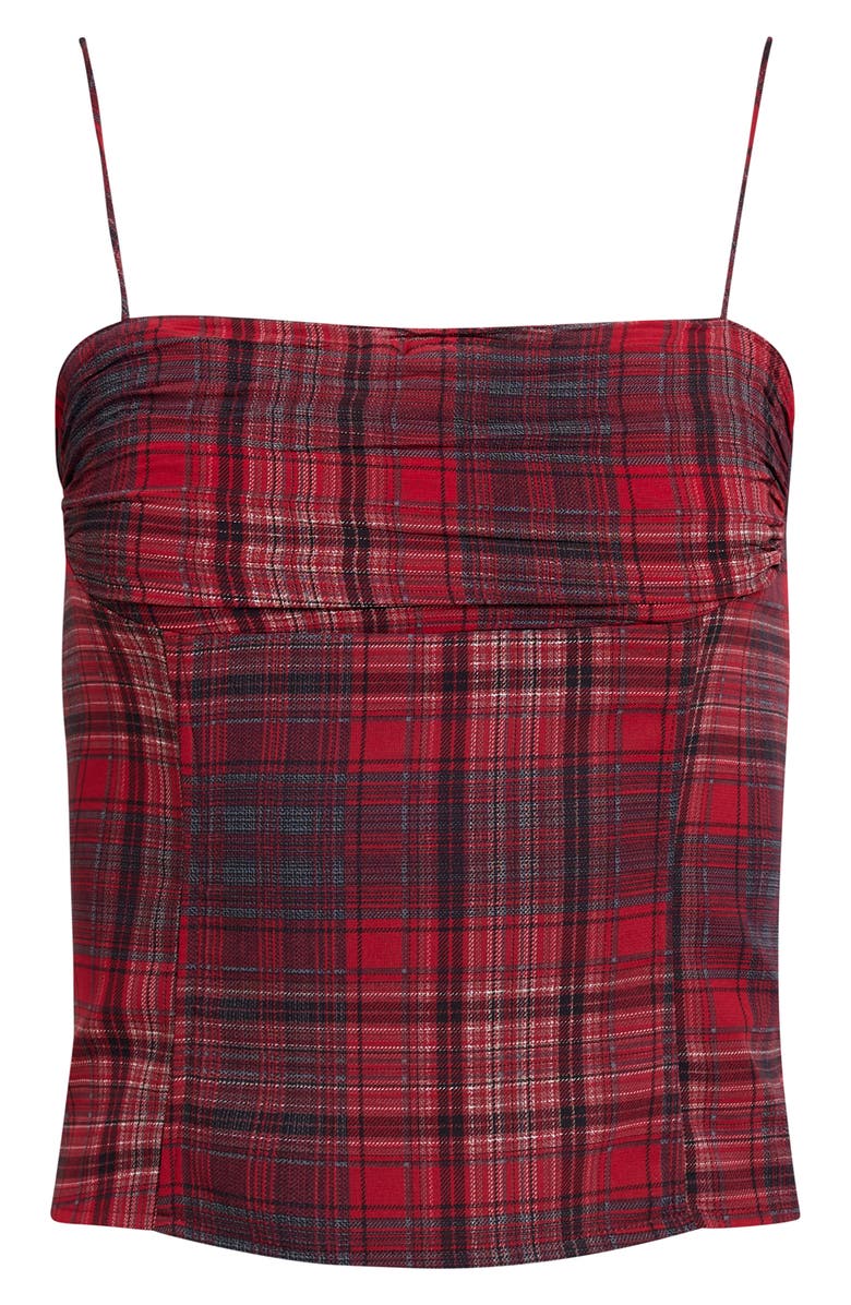 LIONESS Humphrey Plaid Corset Camisole, Alternate, color, Crimson Plaid