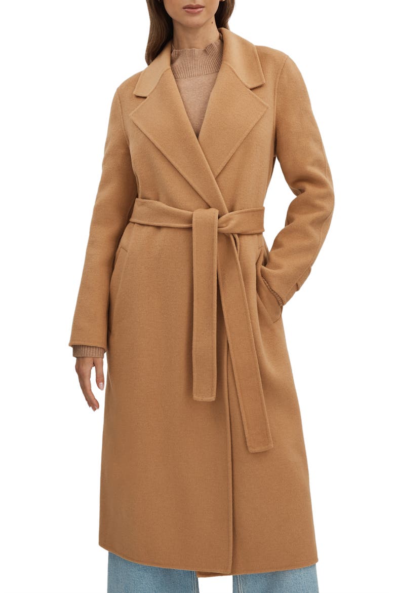 Emile Belted Wool Blend Coat, Main, color, CAMEL