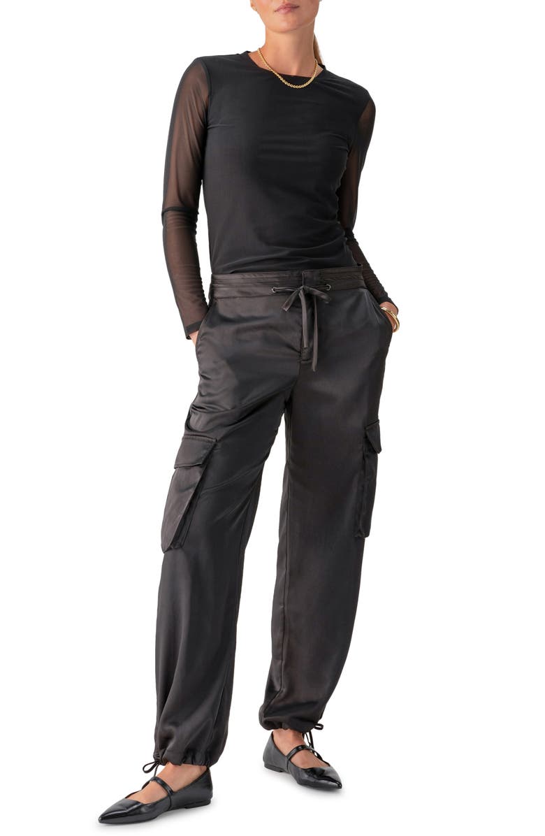 Sanctuary Eve Drawstring Satin Cargo Pants, Alternate, color,