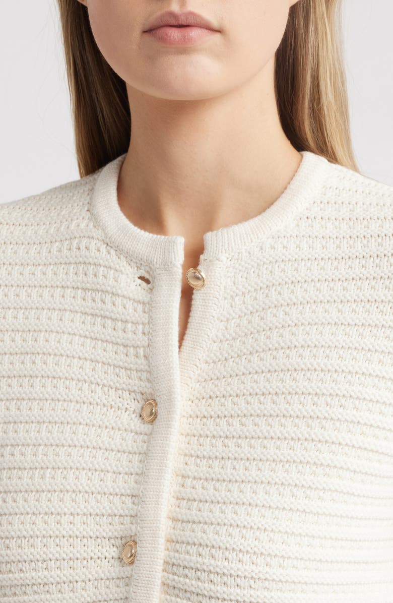 Caslon<sup>®</sup> Textured Pima Cotton Cardigan, Alternate, color, Ivory Pristine