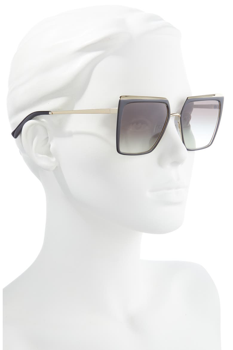 57mm Gradient Square Sunglasses, Alternate, color, BLACK/PALE GOLD/ GREY GRADIENT