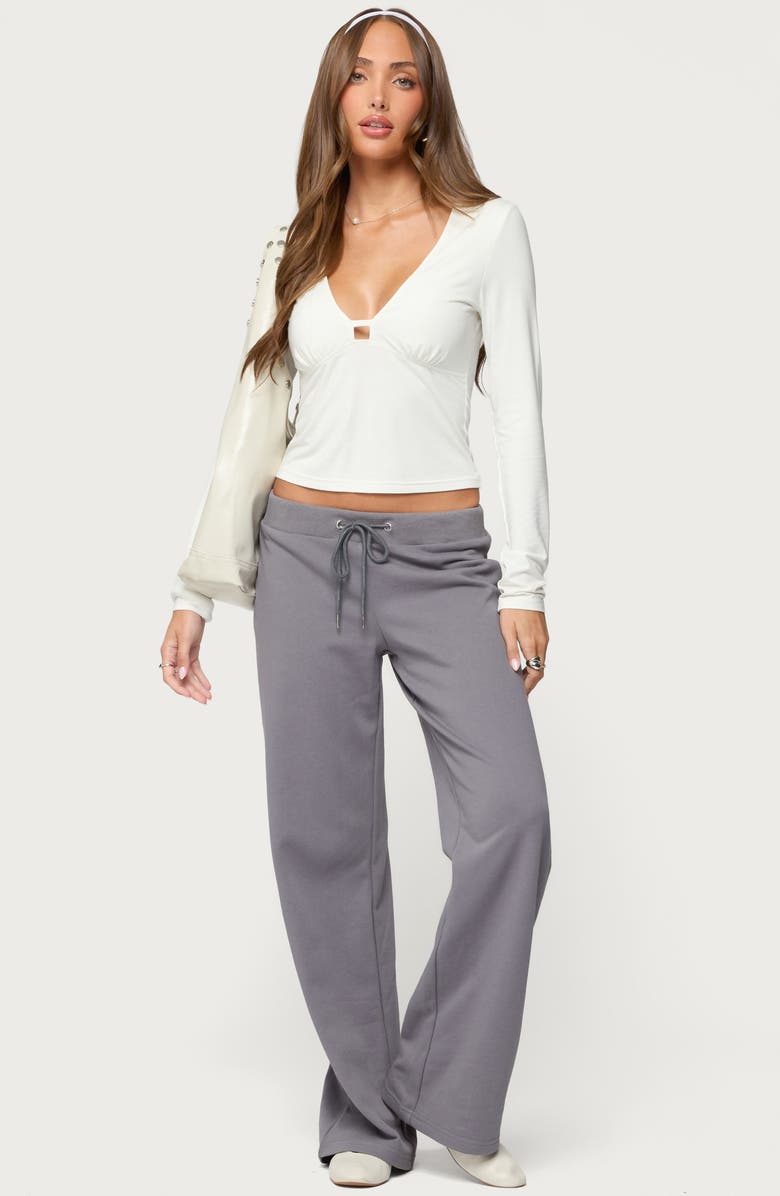 EDIKTED Lovisa Crop Cotton Blend Top, Alternate, color, White